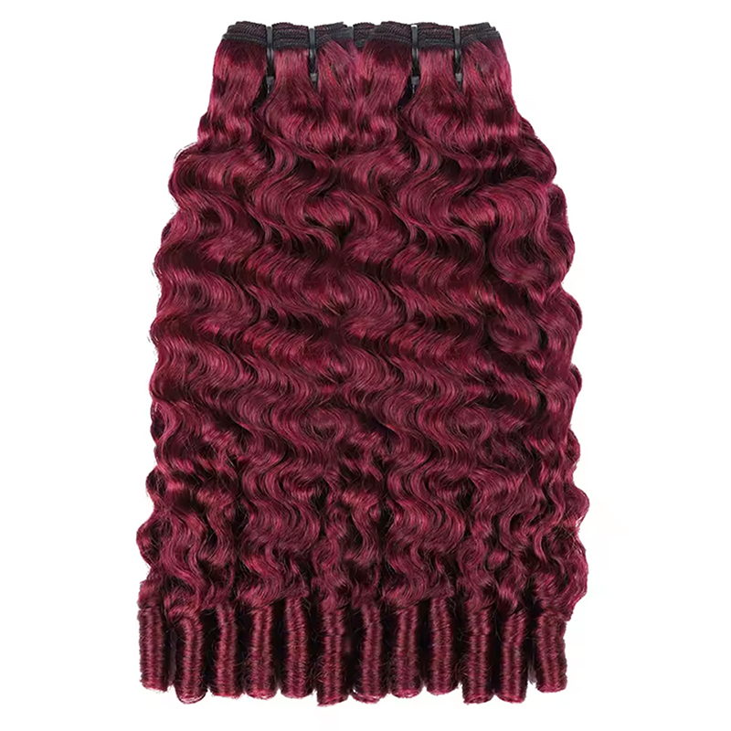 Hair Care Women - 99J Burgundy Burmese Curly Bundles Human