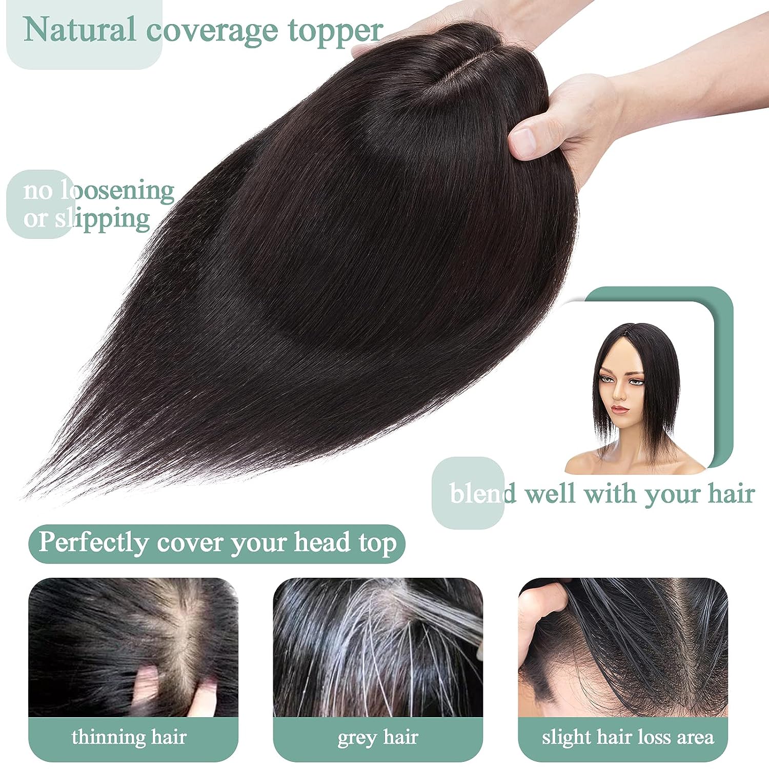 Women Topper Human Hair Straig - Hair Care Women review and price