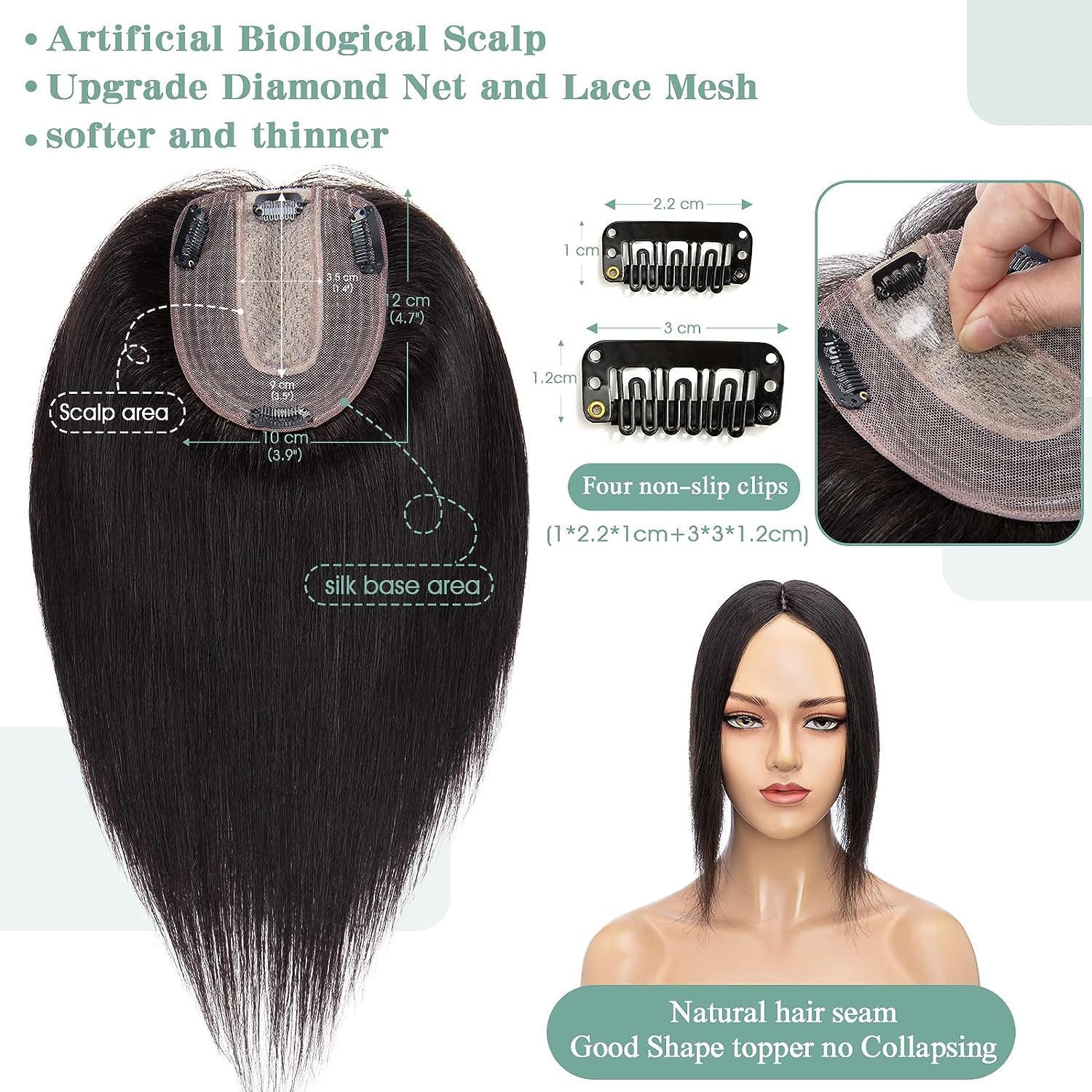 Women Topper Human Hair Straig - Hair Care Women review and price
